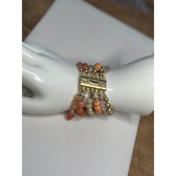 Chicos Multi-Strand Beaded Bracelet With Gold-Tone Accents & Coral Beads - Picture 8 of 10